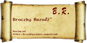 Broczky Rezső névjegykártya